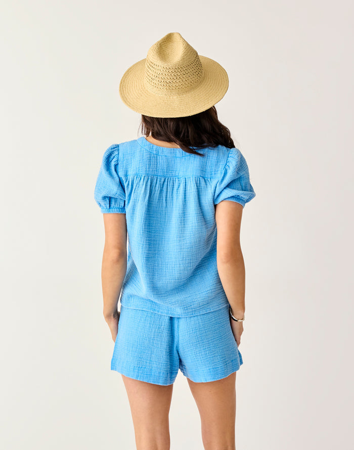 Milo Gauze Top: Lagoon - FINAL SALE