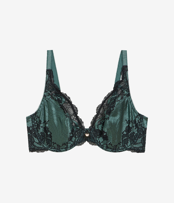 Modern Affair Plunge Underwire Bra: Silver Pine/Black