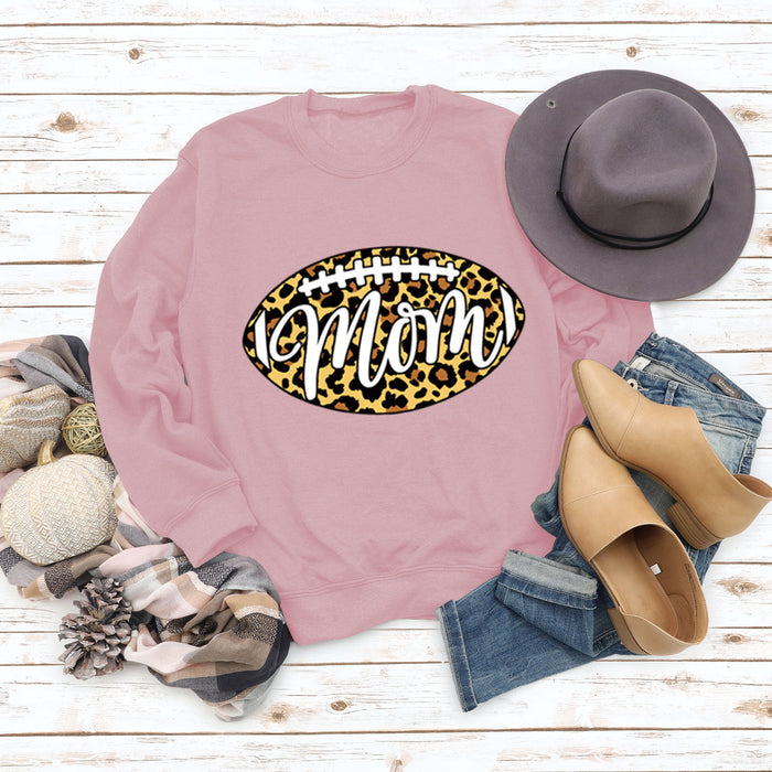 Mom Baseball Leopard Print Women's Bottomed Long Sleeve Loose Casual Sweater