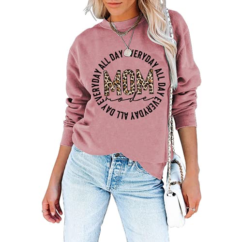 Mom Mode Shirt for Women All Day Everyday Mom Mode Long Sleeve Sweatshirt