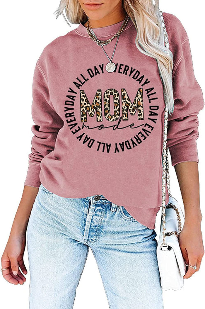 Mom Mode Shirt for Women All Day Everyday Mom Mode Long Sleeve Sweatshirt