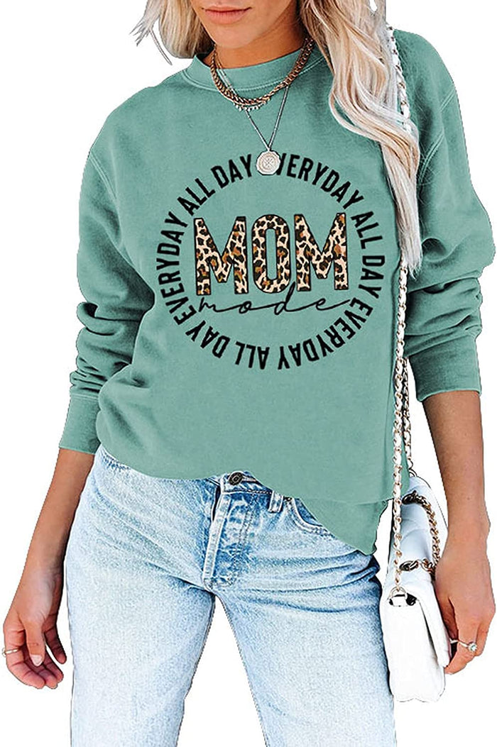 Mom Mode Shirt for Women All Day Everyday Mom Mode Long Sleeve Sweatshirt