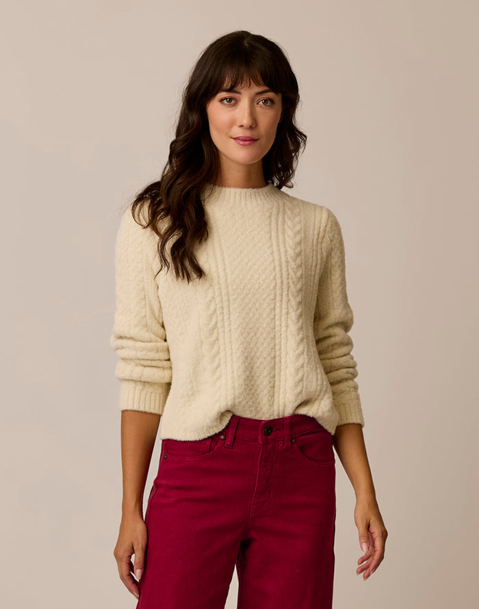 Monroe Cable Sweater: Cream