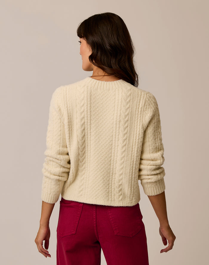 Monroe Cable Sweater: Cream
