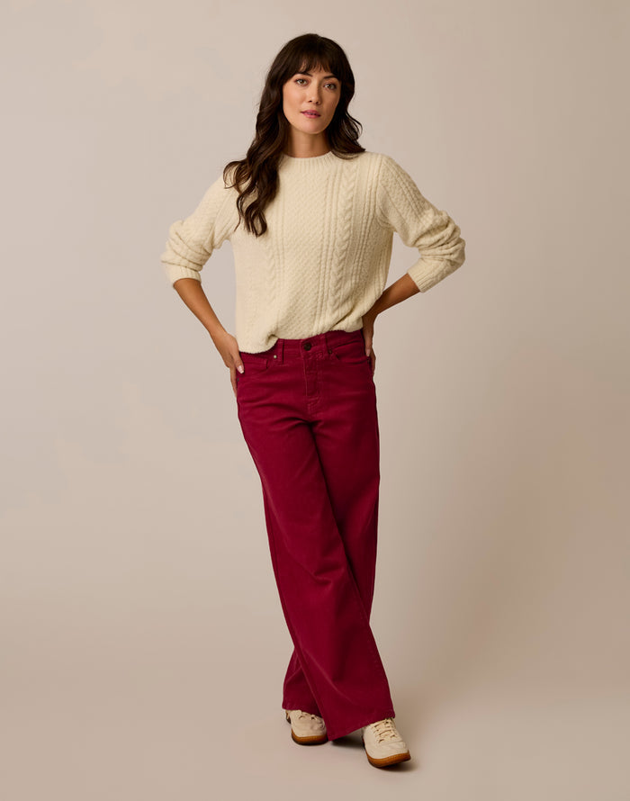 Monroe Cable Sweater: Cream