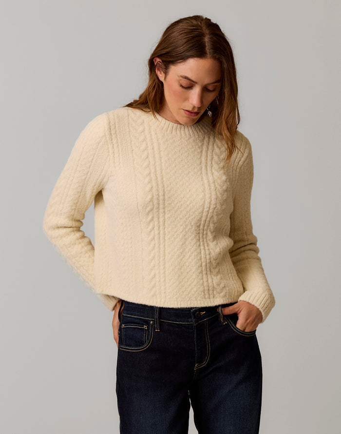 Monroe Cable Sweater: Cream