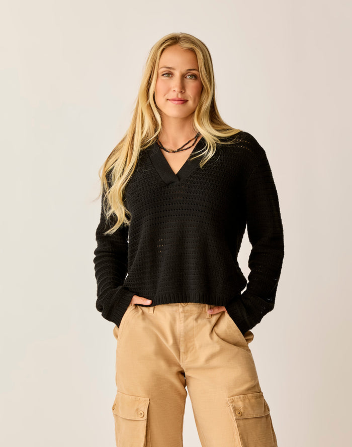 Morgan Polo Sweater: Black