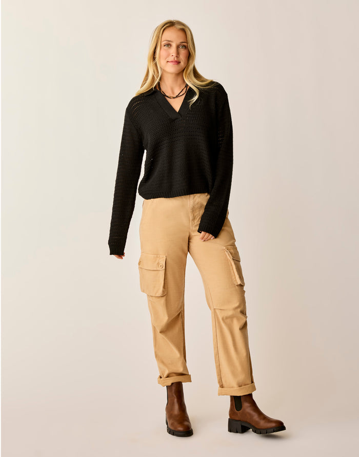 Morgan Polo Sweater: Black