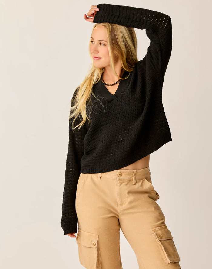 Morgan Polo Sweater: Black