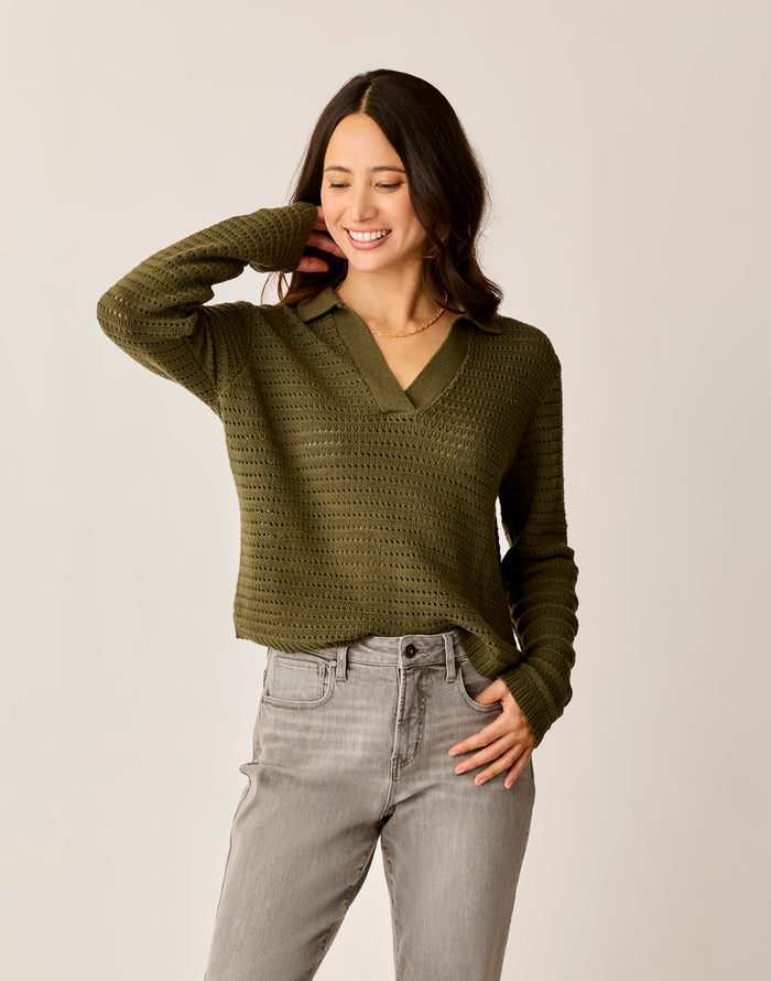 Morgan Polo Sweater: Fir