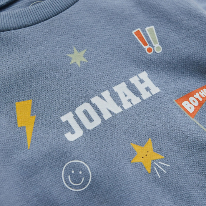 My Kids Personalised Blue Cartoon Sweatshirt