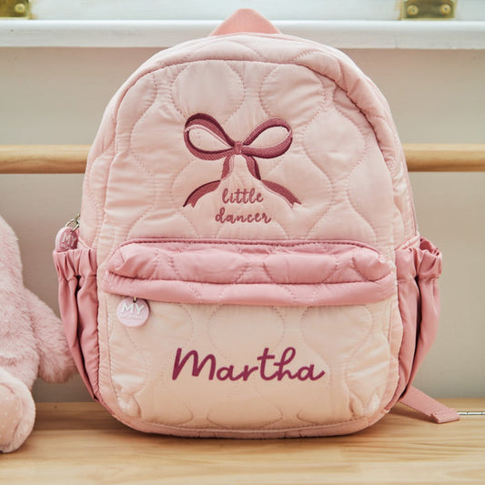 My Kids Personalised Bow Quilted Medium Backpack