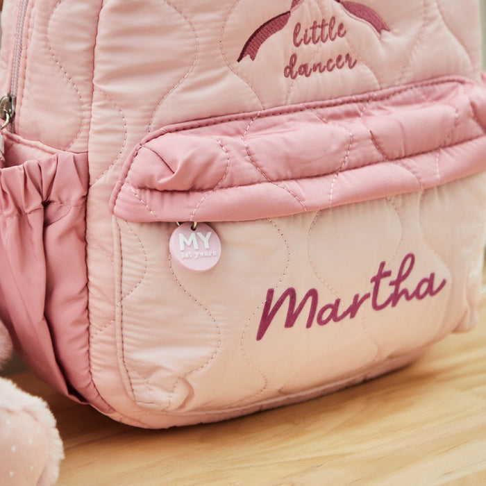 My Kids Personalised Bow Quilted Medium Backpack