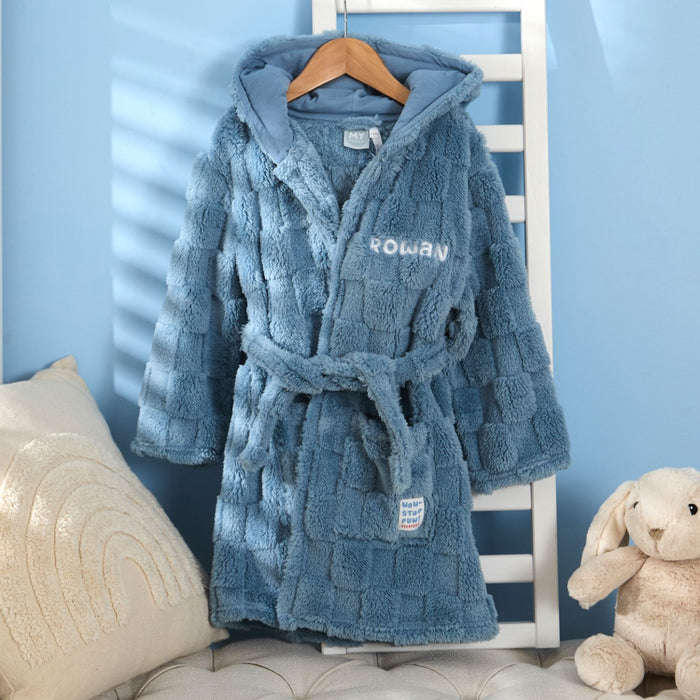 My Kids Personalised Checkerboard Fleece Robe