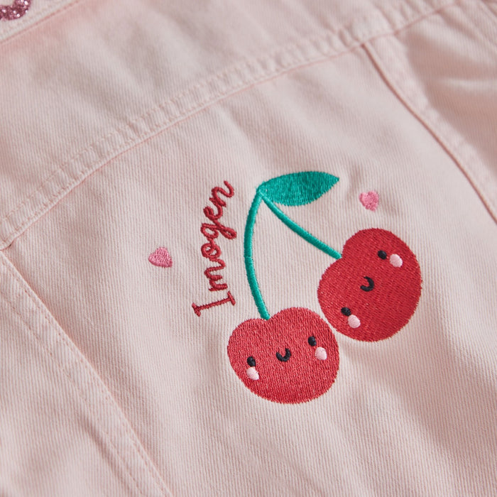 My Kids Personalised Cherry Pink Denim Jacket