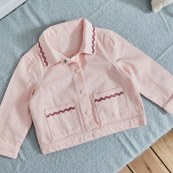 My Kids Personalised Cherry Pink Denim Jacket