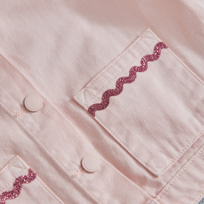 My Kids Personalised Cherry Pink Denim Jacket