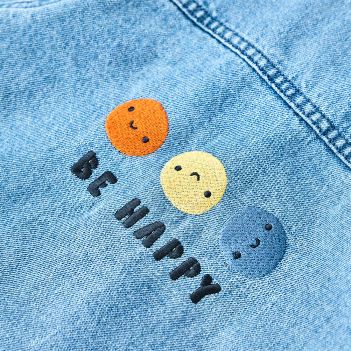 My Kids Personalised Colourful Be Happy Blue Denim Jacket