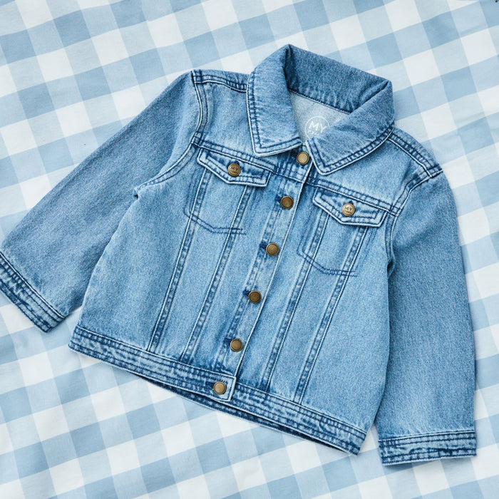 My Kids Personalised Colourful Be Happy Blue Denim Jacket