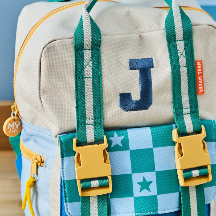 My Kids Personalised Dream Team Checkerboard Grab Handle Medium Backpack