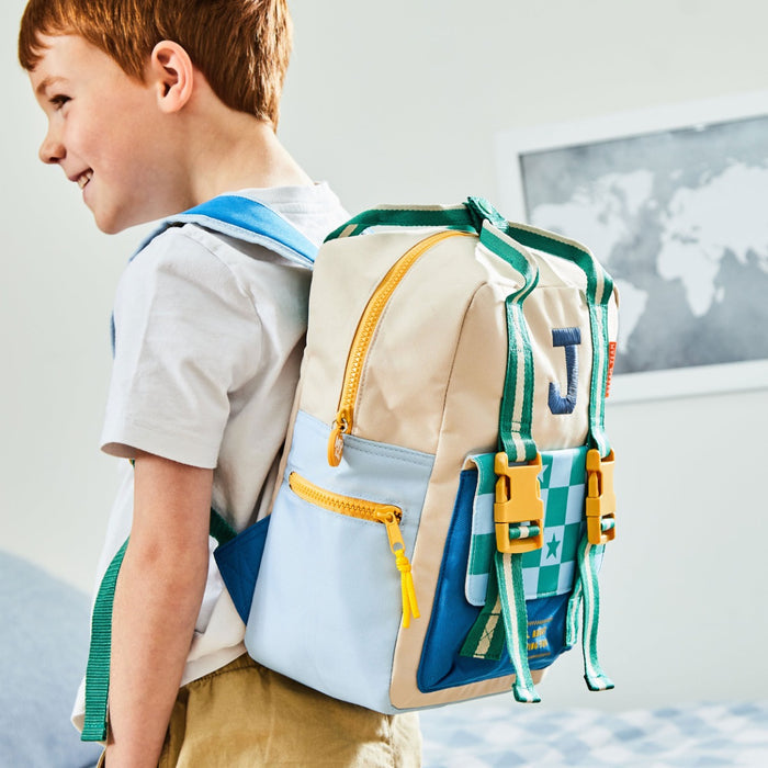 My Kids Personalised Dream Team Checkerboard Grab Handle Medium Backpack