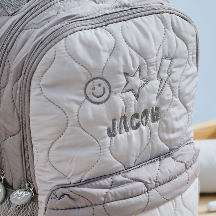 My Kids Personalised Dream Team Large Grey Quilted Backpack