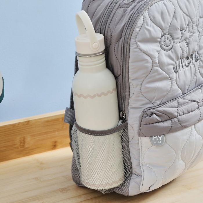 My Kids Personalised Dream Team Large Grey Quilted Backpack