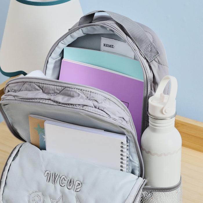 My Kids Personalised Dream Team Large Grey Quilted Backpack