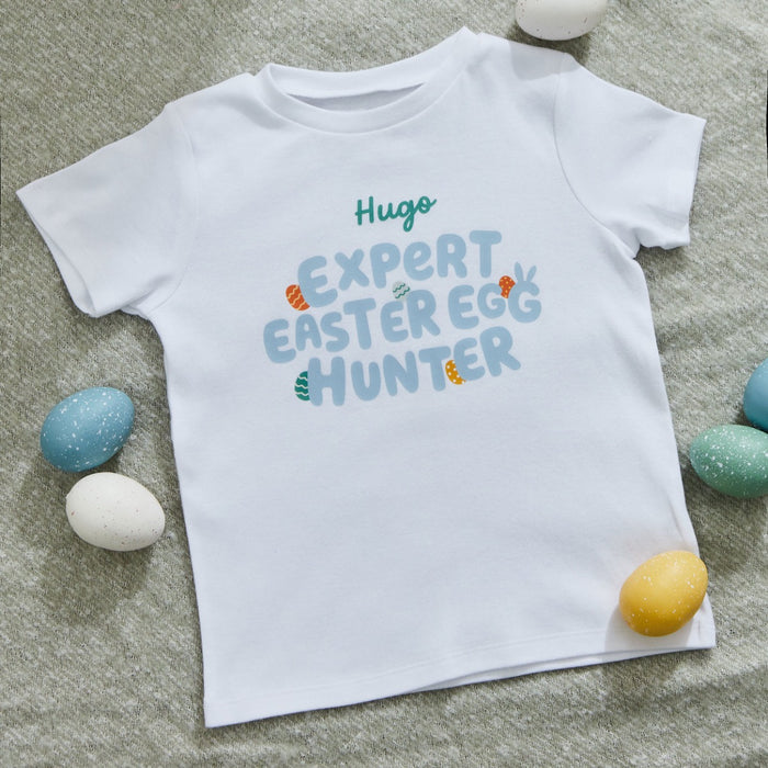 My Kids Personalised Expert Easter Egg Hunter T-Shirt in Blue