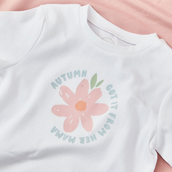 My Kids Personalised Flower Mother's Day White T-Shirt