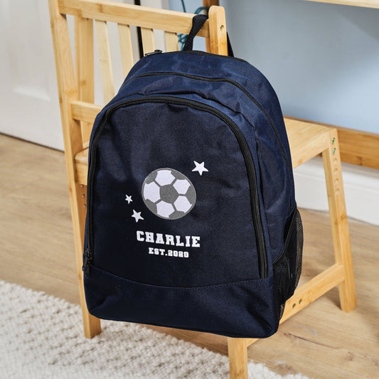 My Kids Personalised Footballer Large Navy Backpack