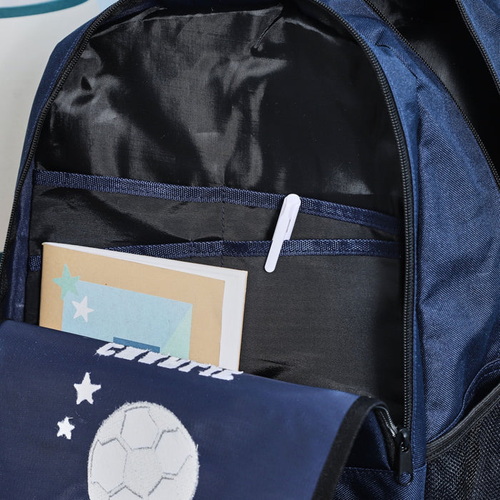 My Kids Personalised Footballer Large Navy Backpack