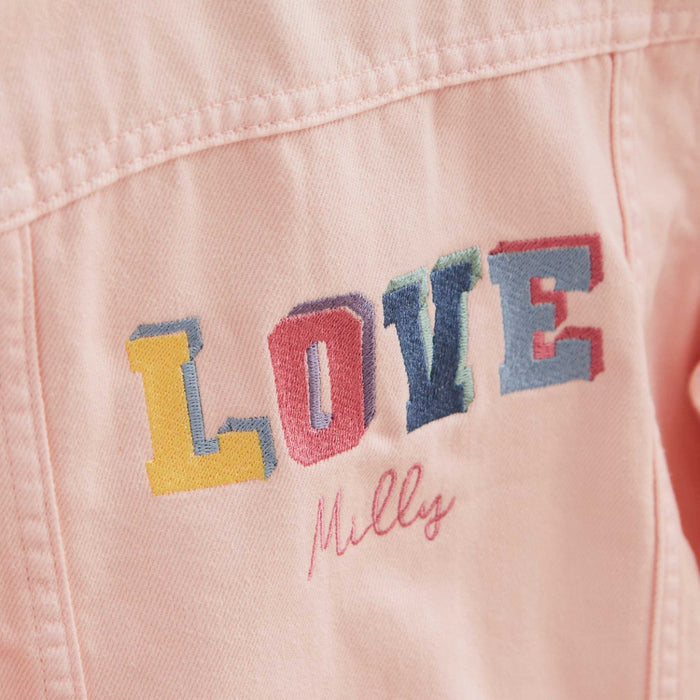 My Kids Personalised LOVE Pink Denim Jacket