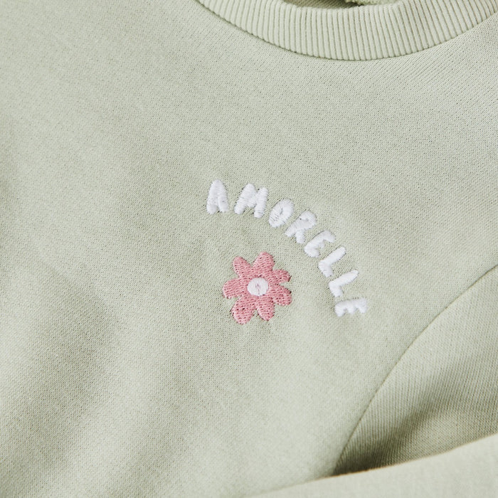 My Kids Personalised Pink Flower Sage Sweatshirt