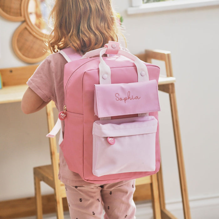 My Kids Personalised Pink Grab Handle & Purse Medium Backpack