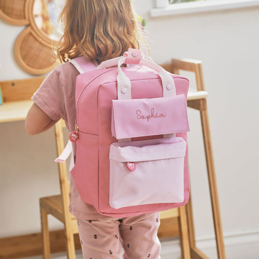 My Kids Personalised Pink Grab Handle & Purse Medium Backpack
