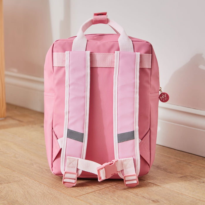 My Kids Personalised Pink Grab Handle & Purse Medium Backpack