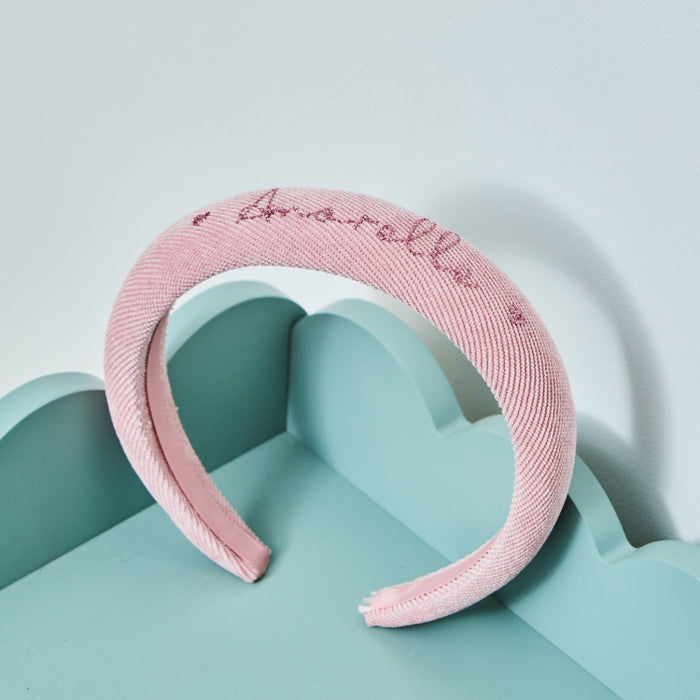 My Kids Personalised Pink Heart Padded Headband