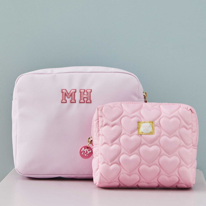 My Kids Personalised Pink Heart Pouch Set