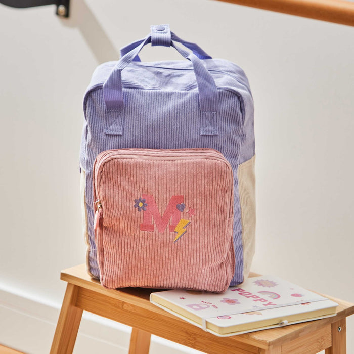 My Kids Personalised Pink Initial Cord Backpack with Grab Handle