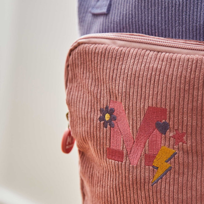 My Kids Personalised Pink Initial Cord Backpack with Grab Handle
