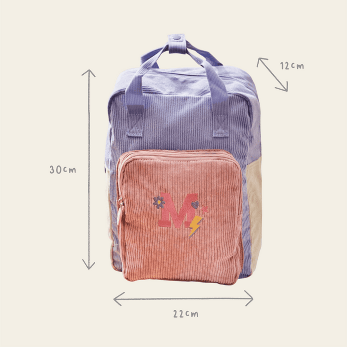 My Kids Personalised Pink Initial Cord Backpack with Grab Handle