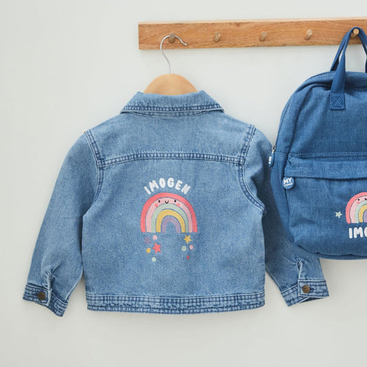 My Kids Personalised Rainbow Denim Jacket