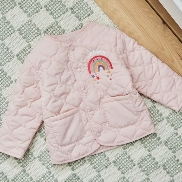 My Kids Personalised Rainbow Pink Quilted Jacket