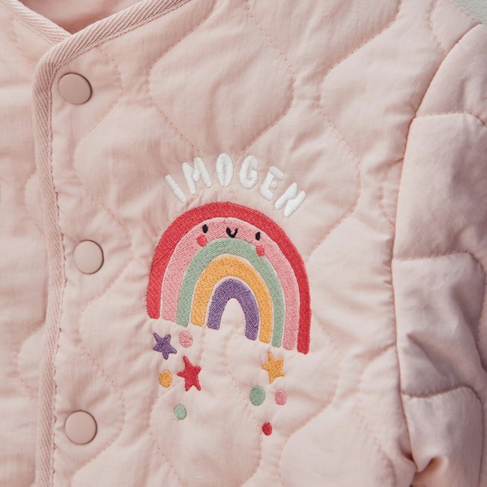 My Kids Personalised Rainbow Pink Quilted Jacket