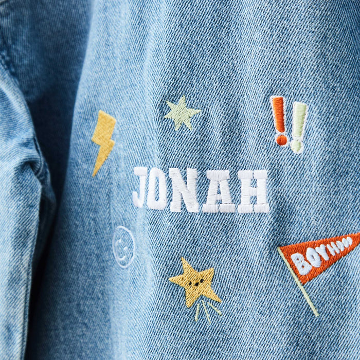 My Kids Personalised Varsity Embroidered Denim Jacket