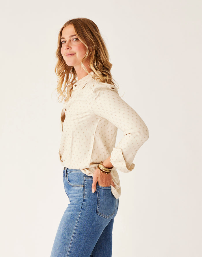 Nadia Twill Shirt: Birch Crosshatch