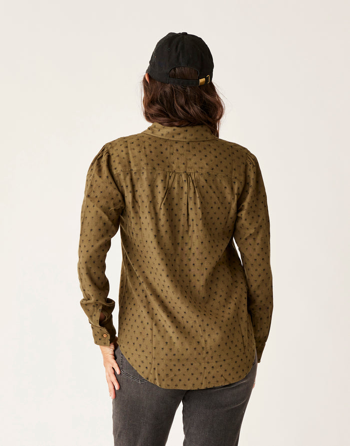 Nadia Twill Shirt: Fir Crosshatch - FINAL SALE