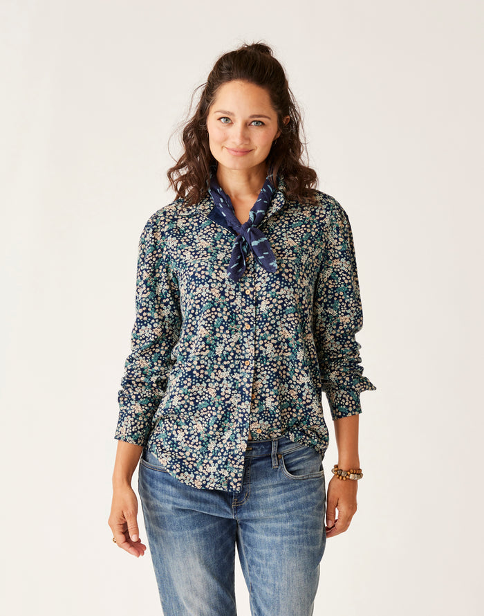 Nadia Twill Shirt: Navy Ditsy - FINAL SALE