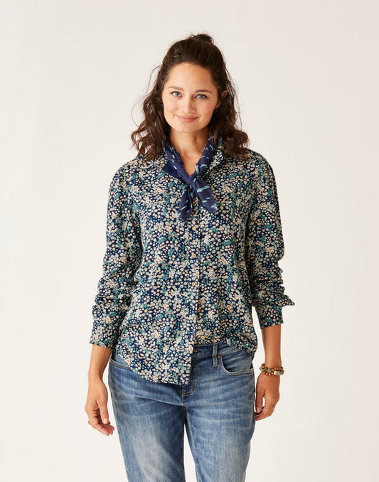 Nadia Twill Shirt: Navy Ditsy - FINAL SALE